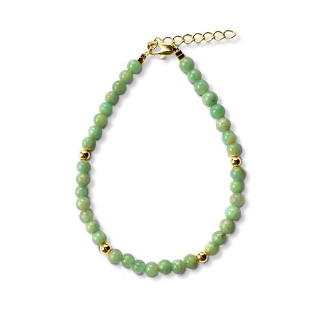 Pulsera Amazonita Bolitas Enchapadas Oro 18K-1