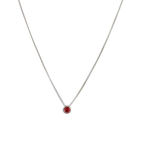 Collar Punto De Luz Rojo 5mm Plata Fina 925-1