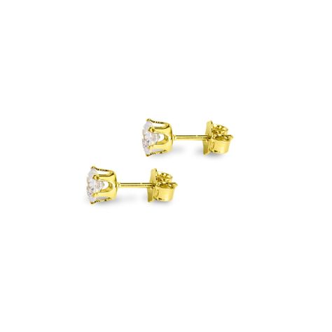 Aros Circón Redondo 5mm Enchapado Oro 18K-1