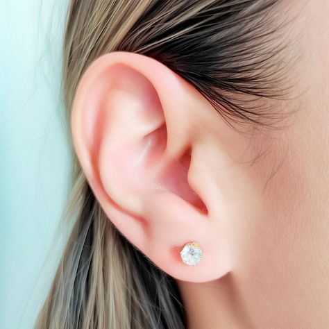 Aros Circón Redondo 5mm Enchapado Oro 18K-2