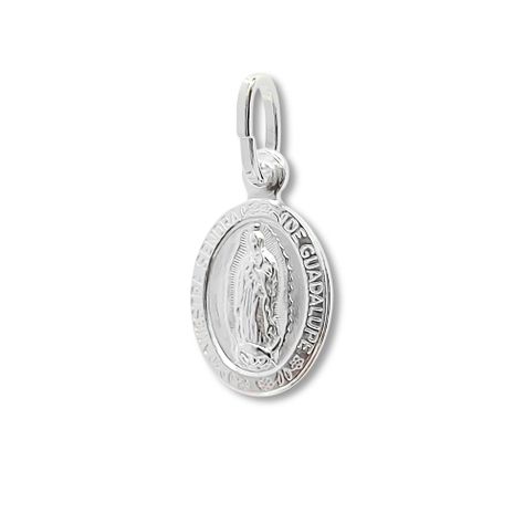 Colgante Medalla Virgen De Guadalupe Borde 14x11mm Plata Fina 925-1