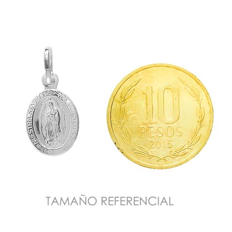 Colgante Medalla Virgen De Guadalupe Borde 14x11mm Plata Fina 925-2
