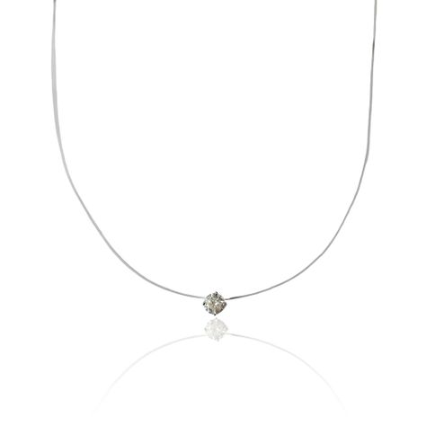 Collar Invisible Punto De Luz Circón Grifas Plata Fina 925-0