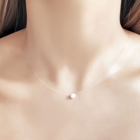 Collar Invisible Punto De Luz Circón Grifas Plata Fina 925-2
