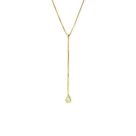Collar Corbatero Gota Circón Enchapado Oro 18K-1