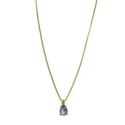 Collar Gota Circón Morado Enchapado Oro 18K-0