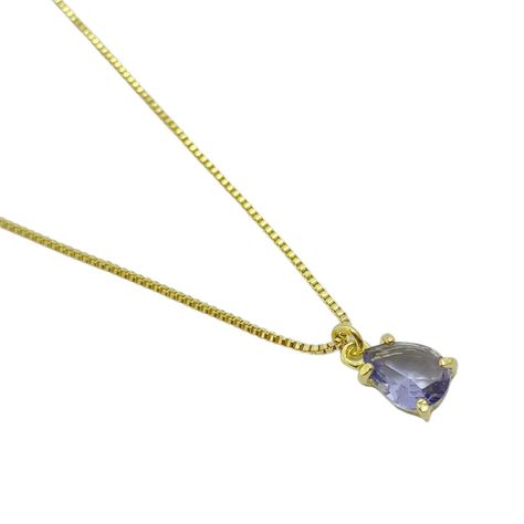 Collar Gota Circón Morado Enchapado Oro 18K-1