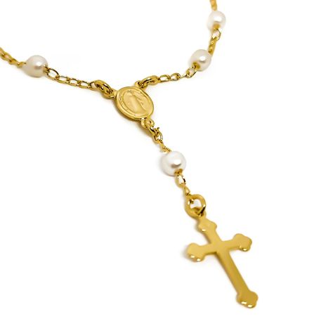 Pulsera Denario Perla Sintética Enchapado Oro 18K-1