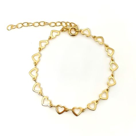 Pulsera Varios Corazones Enchapado Oro 18K-0