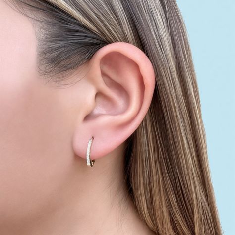 Aros Argolla Medio Cintillo Circón Fino 15 mm Enchapado Oro 18K-1