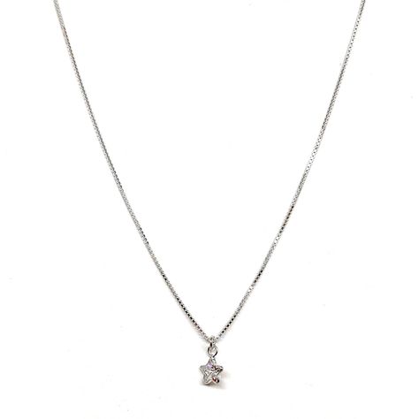 Collar Punto De Luz Estrella Circón 5mm Plata Fina 925-0