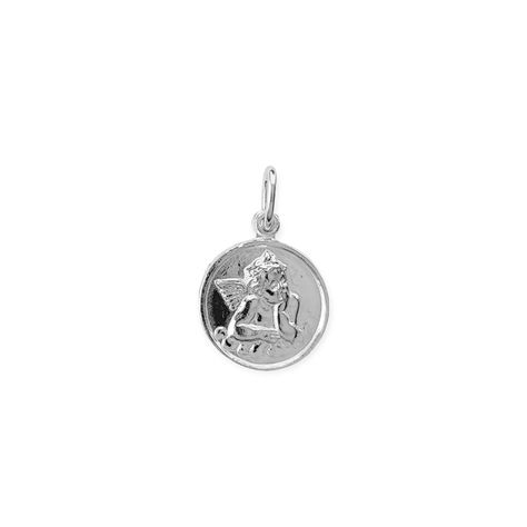 Colgante Medalla Ángel Plata Fina 925-0