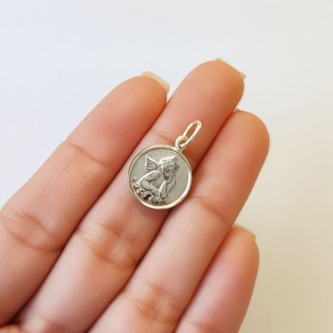 Colgante Medalla Ángel Plata Fina 925-2