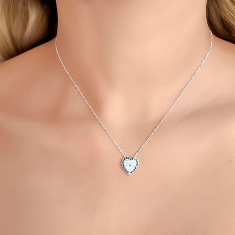 Collar Corazón Ojo Turco Circón Plata Fina 925-2