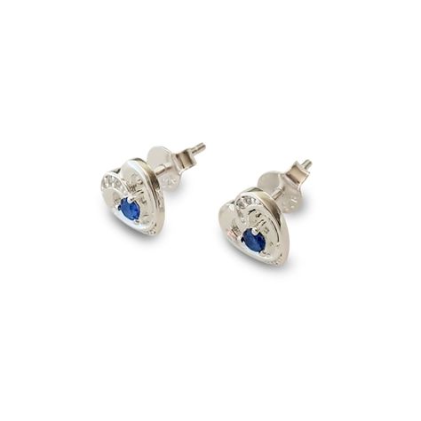 Aros Corazón Circón Azul Plata Fina 925-1