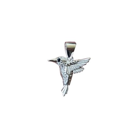 Colgante Colibrí Circón Blanco Plata Fina 925-0