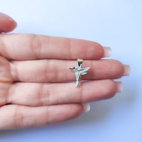 Colgante Colibrí Circón Blanco Plata Fina 925-1