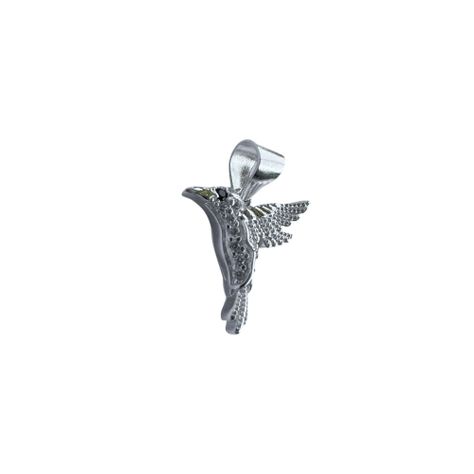 Colgante Colibrí Circón Blanco Plata Fina 925-2
