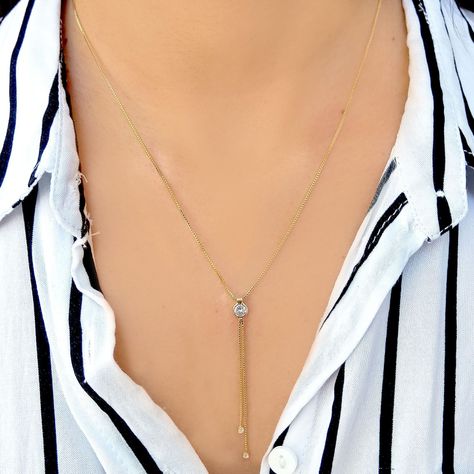 Collar Corbatero Circón Enchapado Oro 18K 50cm-2