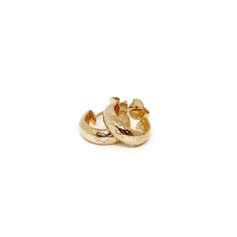 Aros Argollas Martillada 12mm Enchapada Oro 18K-2