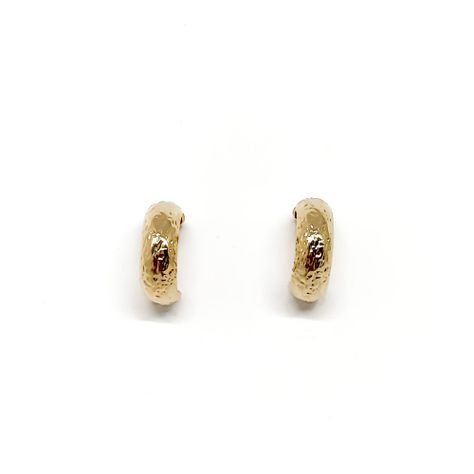 Aros Argollas Martillada 12mm Enchapada Oro 18K-0