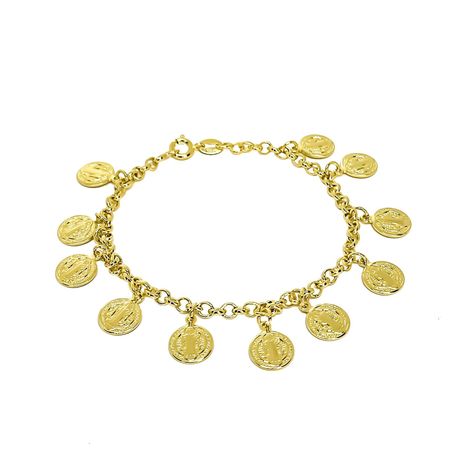 Pulsera Medallas San Benito Enchapado Oro 18K-0