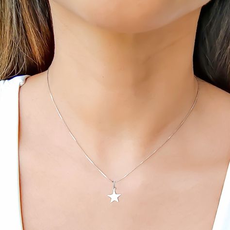 Collar Estrella Lisa Plata Fina 925-1