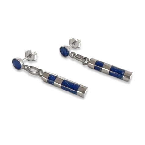 Aros Tubo Cebra Colgante Lapislázuli Plata Fina 925-1