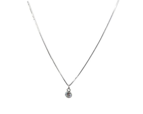 Collar Punto De Luz Circón 5mm Plata Fina 925-0