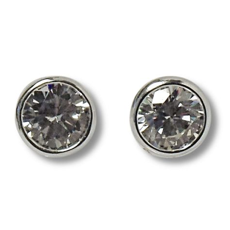 Aros Circón Solitario Redondo 6mm Plata Fina 925-0