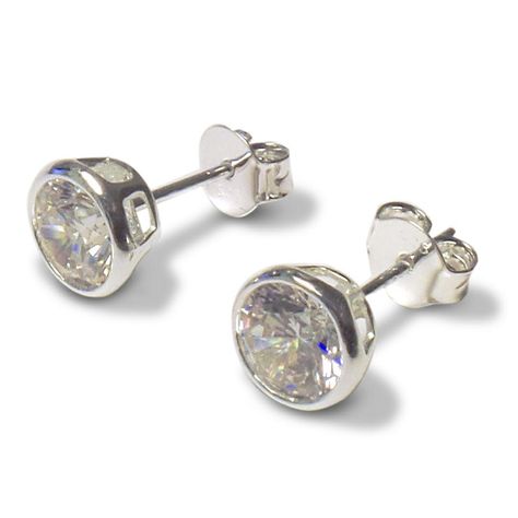 Aros Circón Solitario Redondo 6mm Plata Fina 925-3
