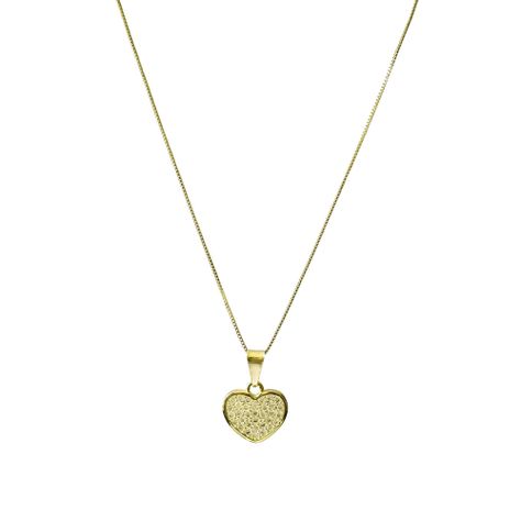 Collar Corazón Circón Blanco Enchapado Oro 18K-0