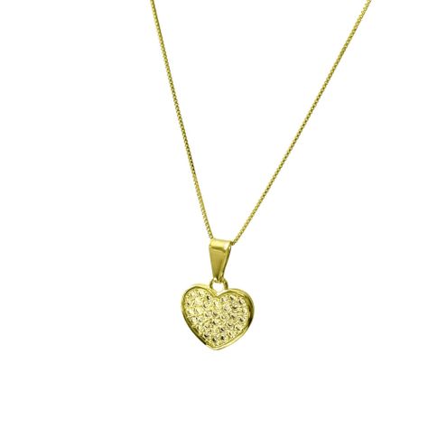 Collar Corazón Circón Blanco Enchapado Oro 18K-2