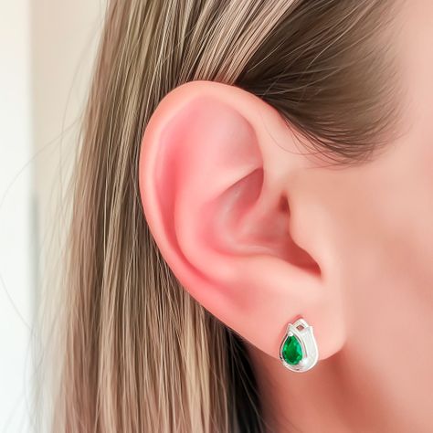 Aros Tulipán Circón Verde Plata Fina 925 -2