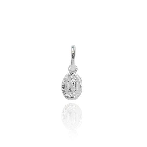 Colgante Medalla Virgen De Guadalupe Mini Borde 8X6mm Plata Fina 925-0
