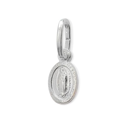 Colgante Medalla Virgen De Guadalupe Mini Borde 8X6mm Plata Fina 925-2