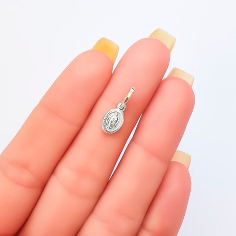 Colgante Medalla Virgen De Guadalupe Mini Borde 8X6mm Plata Fina 925-3