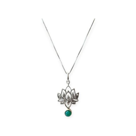 Collar Flor De Loto Ónix Verde Plata Fina 925-1