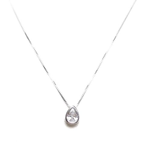 Collar Punto De Luz Gota Plata Fina 925-0