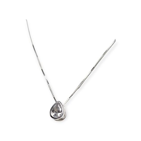 Collar Punto De Luz Gota Plata Fina 925-1