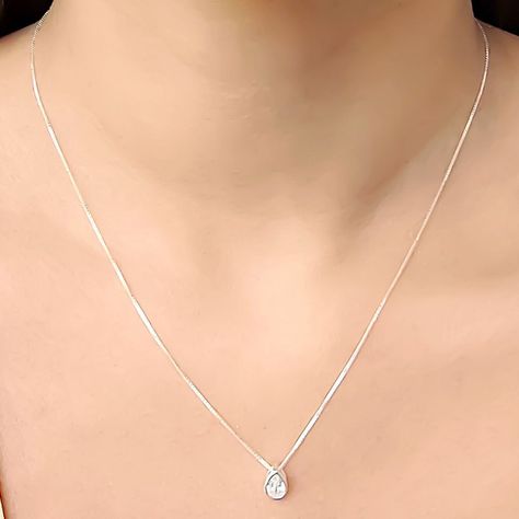 Collar Punto De Luz Gota Plata Fina 925-2