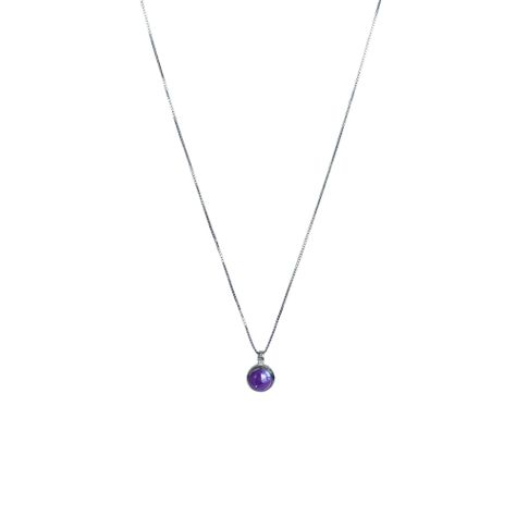 Collar Amatista Redondo Veneciana Plata Fina 925-0