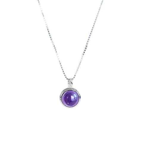Collar Amatista Redondo Veneciana Plata Fina 925-1