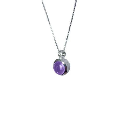 Collar Amatista Redondo Veneciana Plata Fina 925-2