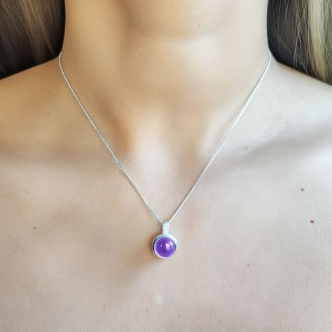Collar Amatista Redondo Veneciana Plata Fina 925-3