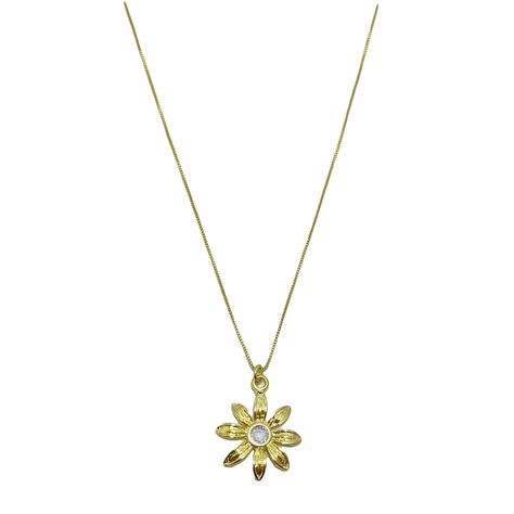 Collar Girasol Circón Enchapado Oro 18K-0
