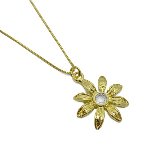 Collar Girasol Circón Enchapado Oro 18K-1