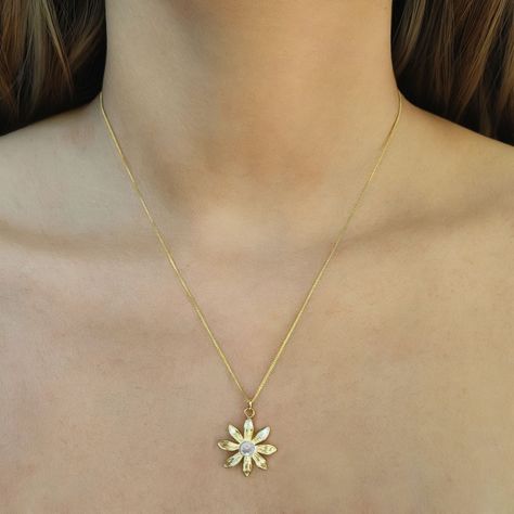 Collar Girasol Circón Enchapado Oro 18K-3