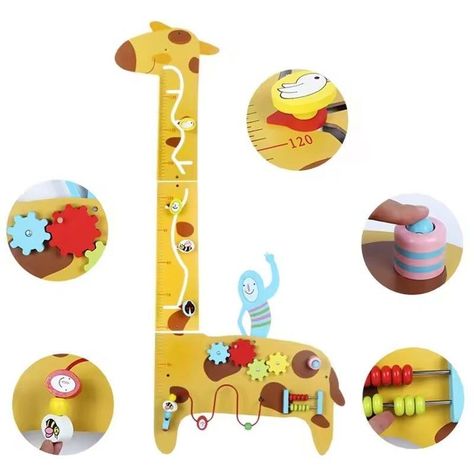 Juego Pared Madera Diseño Jirafa Regla Altura-2