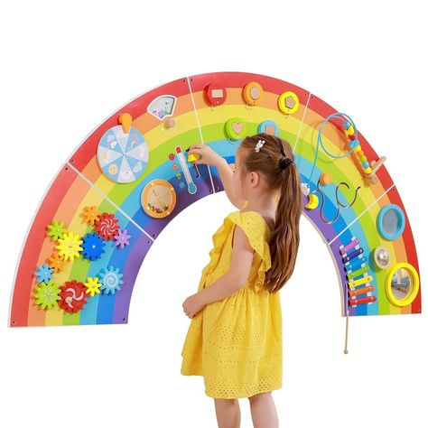 Juego Pared Madera Diseño Arcoiris-1